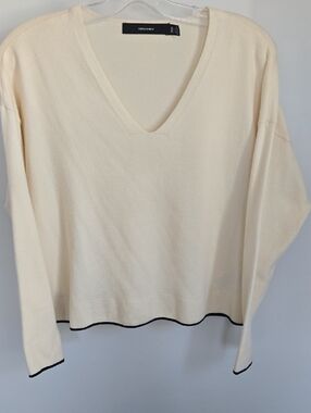 Vero Moda Cream V-Neck Sweater with Black Edge